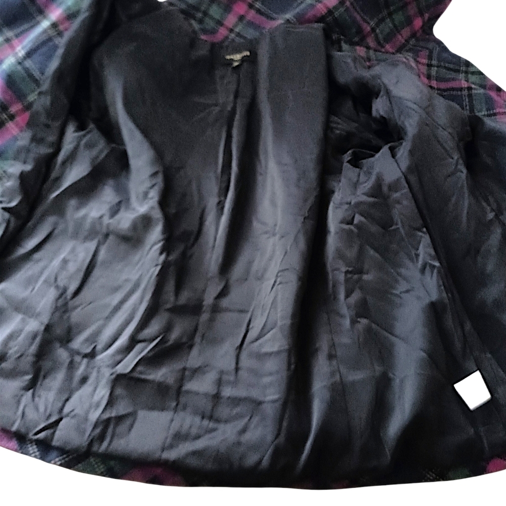 Talbots Plaid Wool Blend Jacket 18W Pea Coat Pocket Swing Lined Oversized Collar - Picture 9 of 16
